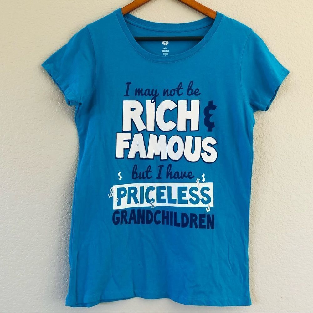 Priceless Grandkids Grandma Blue Graphic Tee T-Shirt M